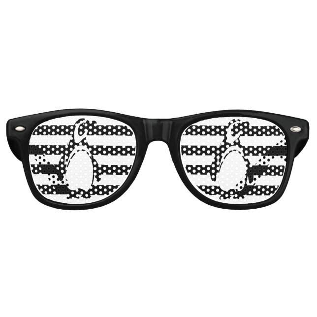 Gafas De Fiesta Retro Pingüino y rayas (Anverso)