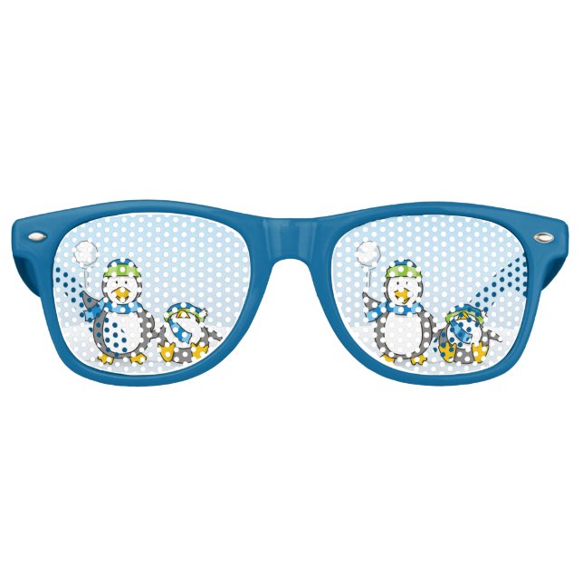 Gafas De Fiesta Retro Pingüinos de Snowballing (Anverso)
