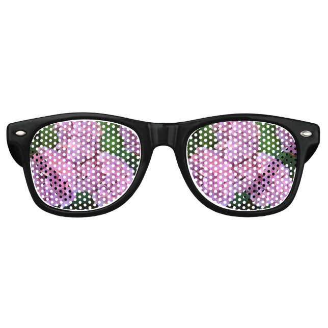 Gafas De Fiesta Retro Pink Hortensia hidrangea flores (Anverso)