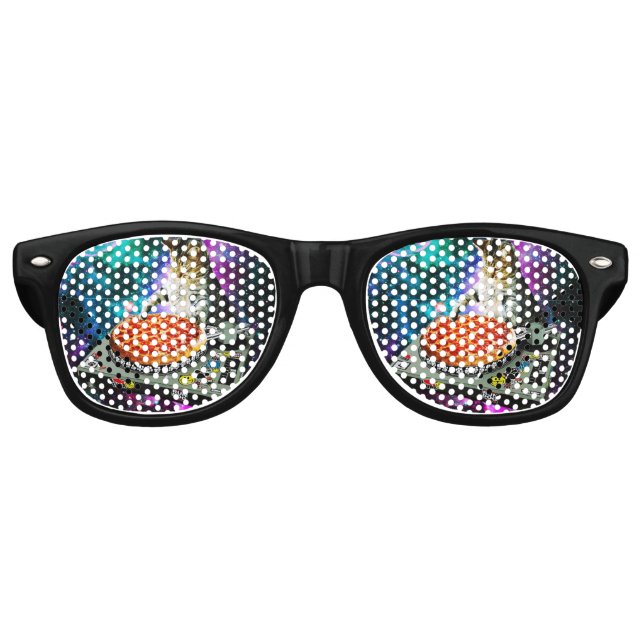 Gafas De Fiesta Retro Pizza de gato dj espacial (Anverso)