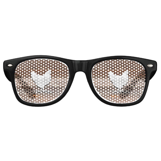 Gafas De Fiesta Retro Pollo Rústico (Paneles Marrones) (Anverso)