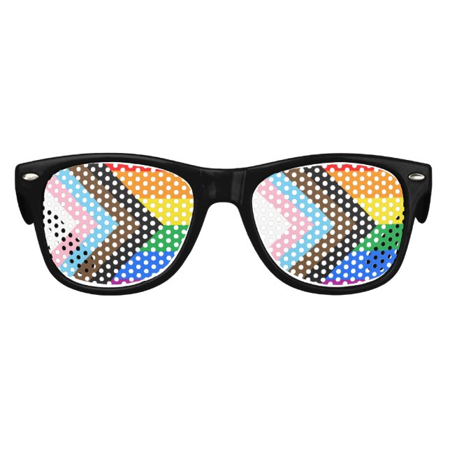 Gafas De Fiesta Retro Progreso del Orgullo Progresista LGBTQ+ (Anverso)