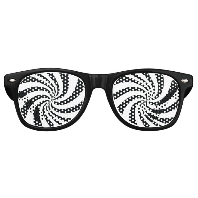 Gafas De Fiesta Retro Psicodelic Black and White Swirl (Anverso)