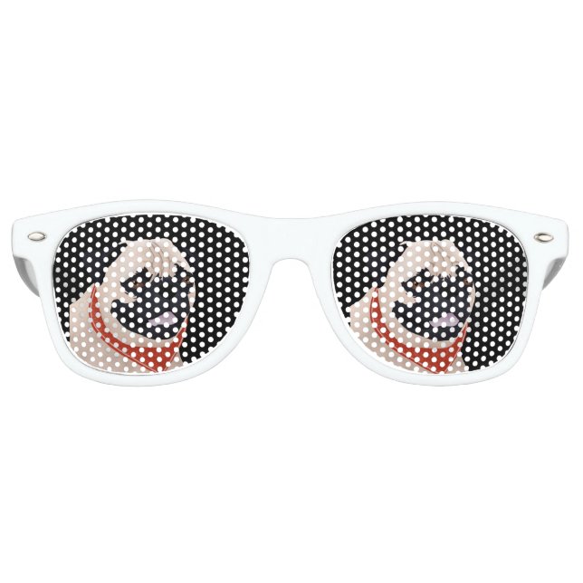 Gafas De Fiesta Retro Pug Personalizado (Anverso)