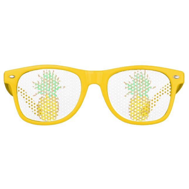 Gafas De Fiesta Retro Purpurina de piña amarillo divertido (Anverso)