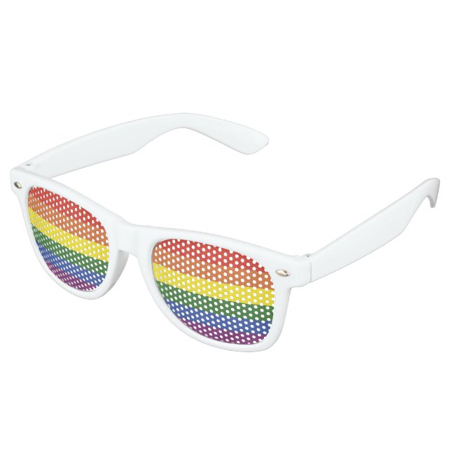 Gafas De Fiesta Retro Rayas arcoiris (Ángulo)