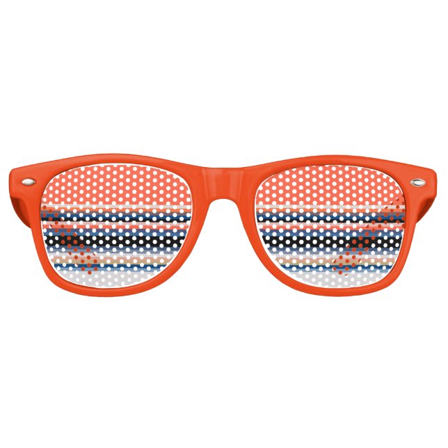 Gafas De Fiesta Retro Rayas azules de naranja suave (Anverso)
