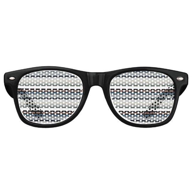 Gafas De Fiesta Retro Rayas blancas grises gruesas (Anverso)