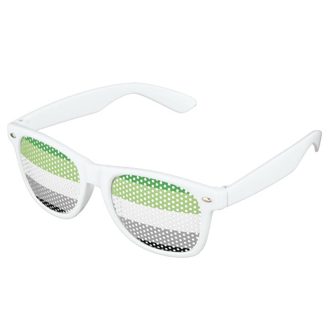 Gafas De Fiesta Retro Rayas del Orgullo Aromántico (Ángulo)