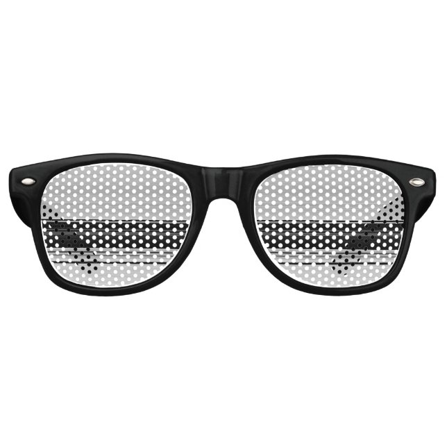 Gafas De Fiesta Retro Rayas grises negras lindas (Anverso)