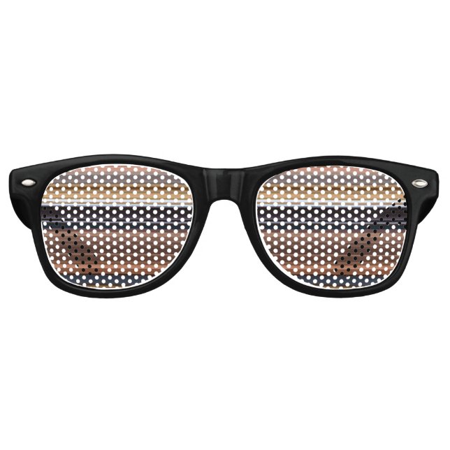 Gafas De Fiesta Retro Rayas marrones azules cortas (Anverso)