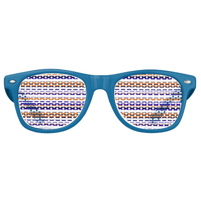 Gafas De Fiesta Retro Rayas naranjas azules (Anverso)