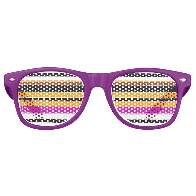 Gafas De Fiesta Retro Rayas naranjas negras lindas (Anverso)