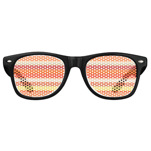 Gafas De Fiesta Retro Rayas rojas de naranja suave (Anverso)