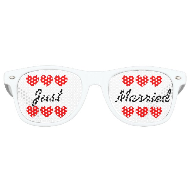 Gafas De Fiesta Retro Recién casados corazones divertidos tonalidades de (Anverso)