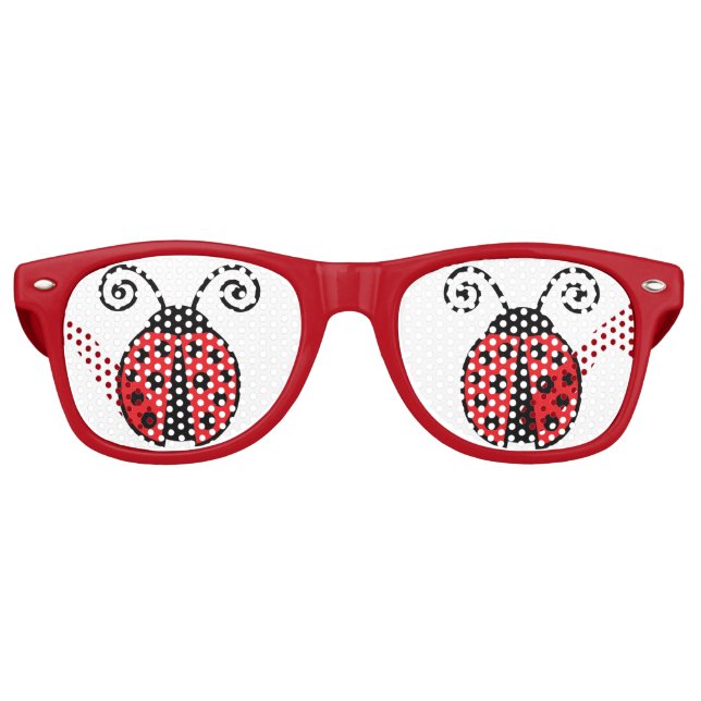 Gafas De Fiesta Retro Red Retro Cute Ladybug Guay (Anverso)