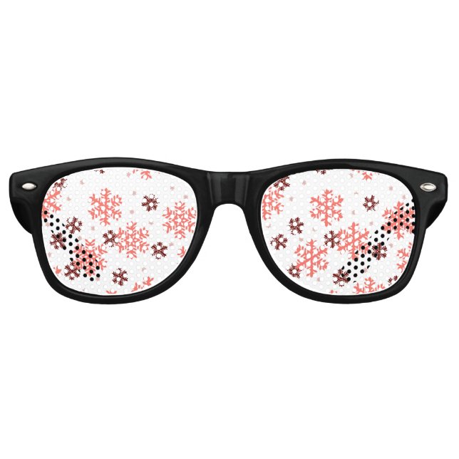 Gafas De Fiesta Retro Red snow flakes Christmas pattern snow pattern des (Anverso)