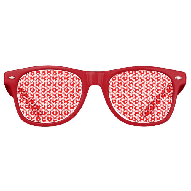 Gafas De Fiesta Retro Red White Hearts Pattern (Anverso)