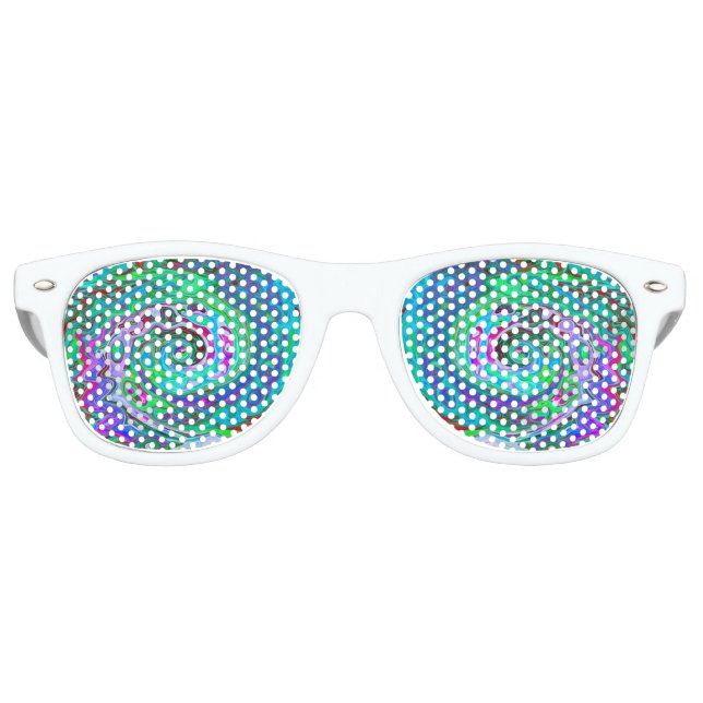 Gafas De Fiesta Retro Resumen de Groovy Swirl Retro Green, Red and Magen (Anverso)