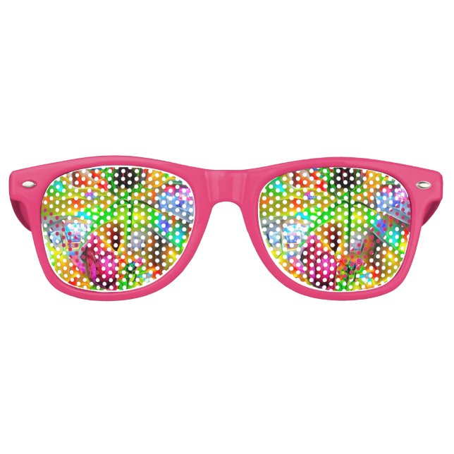 Gafas De Fiesta Retro Resumen Flores psicodélicas (Anverso)