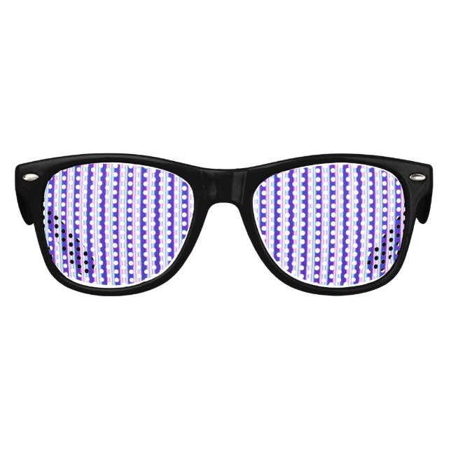 Gafas De Fiesta Retro retro eléctrico rayado azul y púrpura (Anverso)