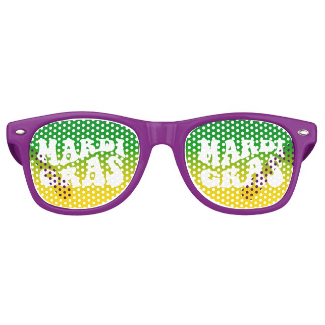 Gafas De Fiesta Retro Retro Yellow Green Ombre Mardi Gras Party  (Anverso)