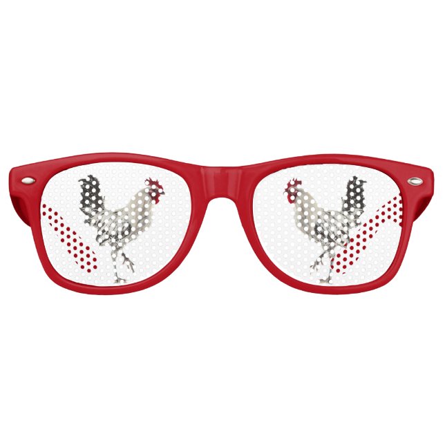 Gafas De Fiesta Retro Rooster Rojo (Anverso)