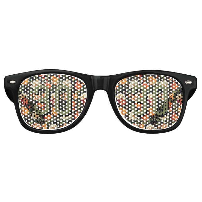 Gafas De Fiesta Retro Rosa Personalizada Flor 40 Cumpleaños (Anverso)
