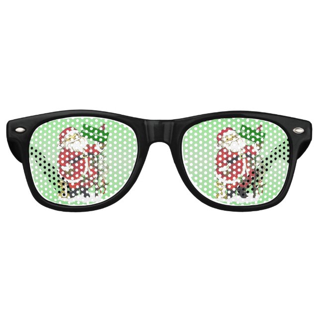 Gafas De Fiesta Retro Santa Claus Cute Animals Feliz Navidad (Anverso)
