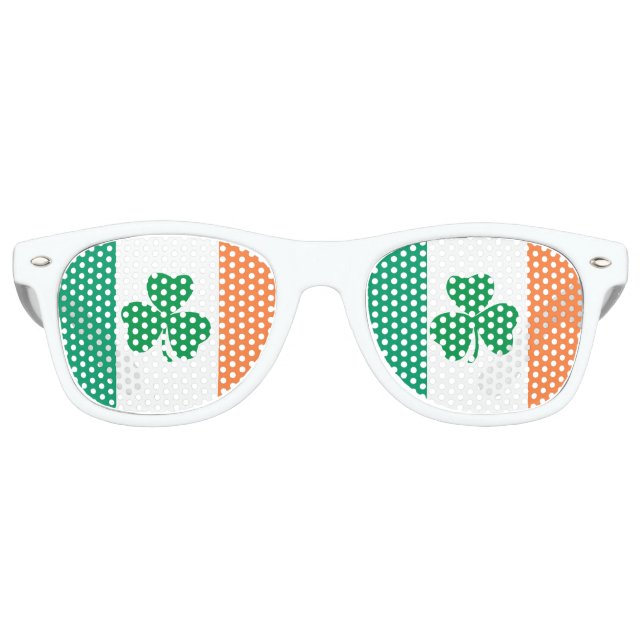 Gafas De Fiesta Retro Shamrocas irlandeses y bandera irlandesa (Anverso)