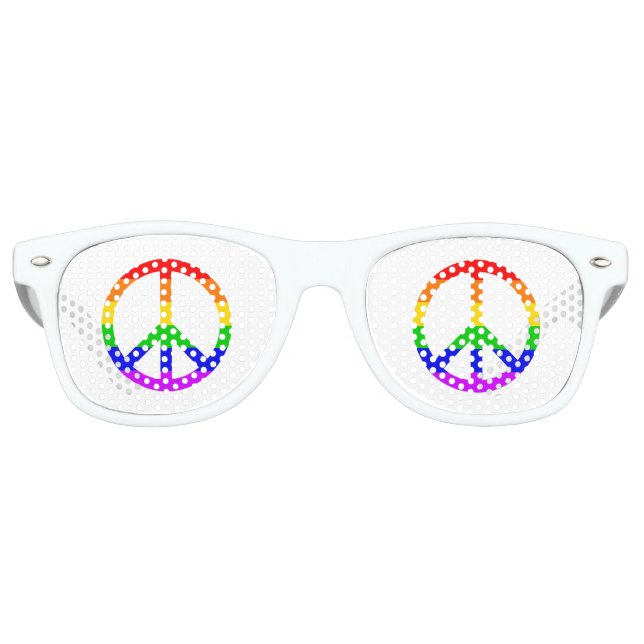 Gafas De Fiesta Retro Signo de paz arcoiris (Anverso)