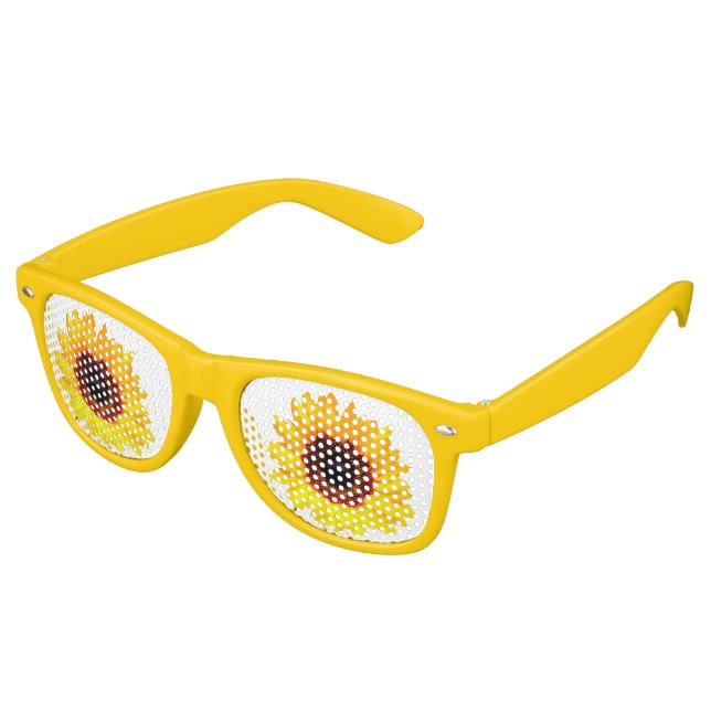 Gafas De Fiesta Retro Sólo un florecimiento de girasol + tu texto e idea (Ángulo)