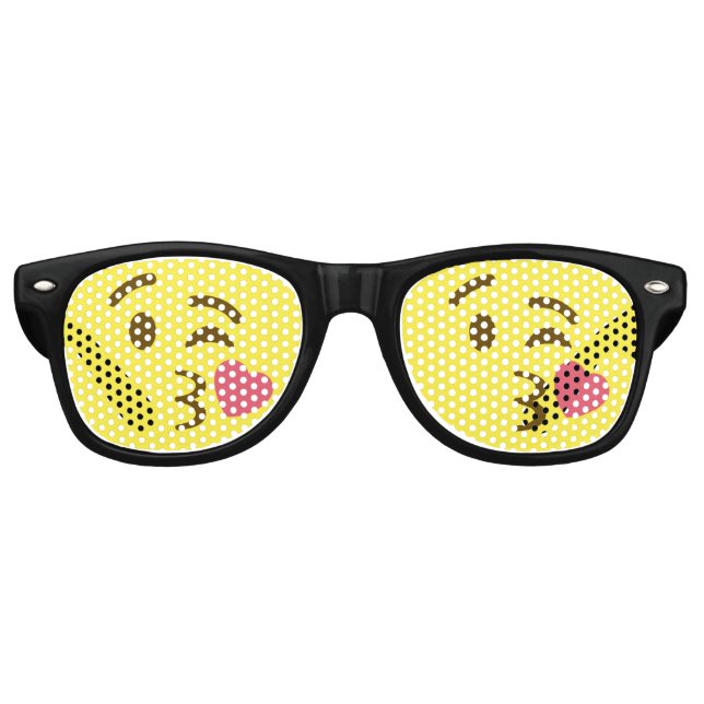 Gafas De Fiesta Retro Soplando una Emoji de besos (Anverso)