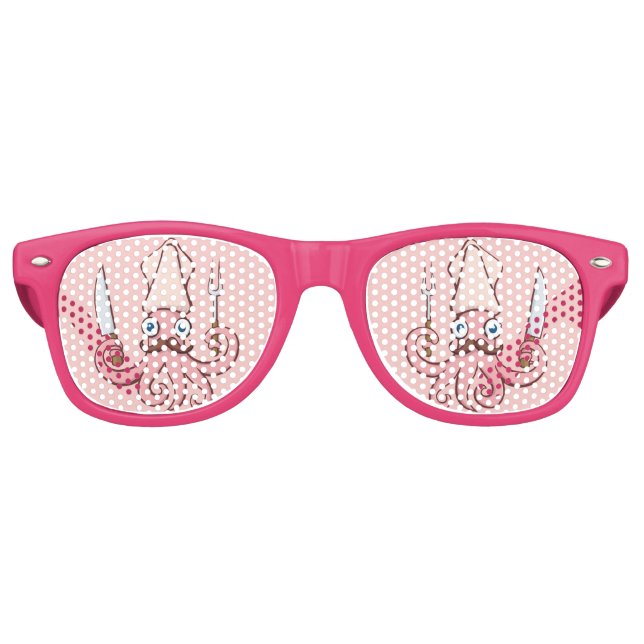 Gafas De Fiesta Retro Squid Chef Personalizado (Anverso)