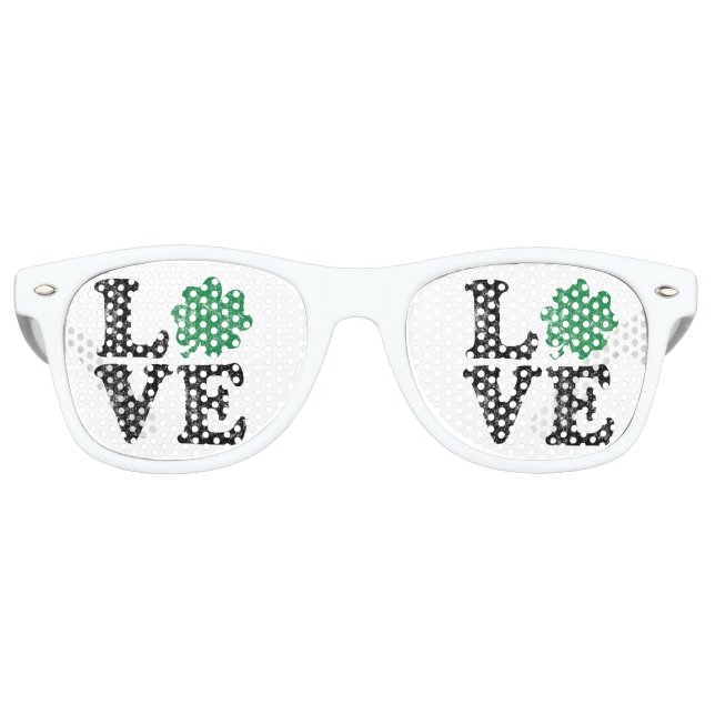 Gafas De Fiesta Retro St Patrick's Day LOVE Shamrock Irish (Anverso)