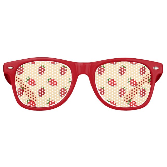 Gafas De Fiesta Retro Strawberry pattern for fruit summertime good vibes (Anverso)
