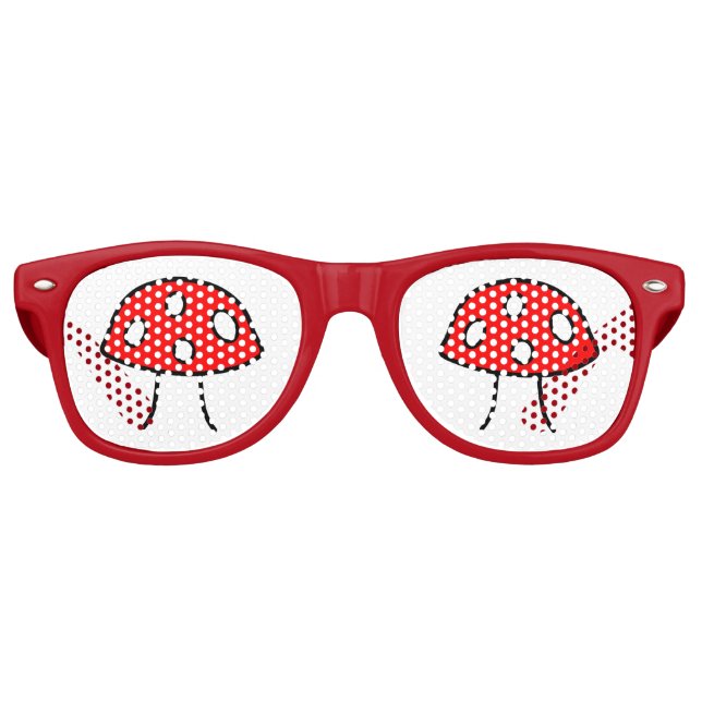 Gafas De Fiesta Retro Tonos retro Fiesta de hongos rojos (Anverso)