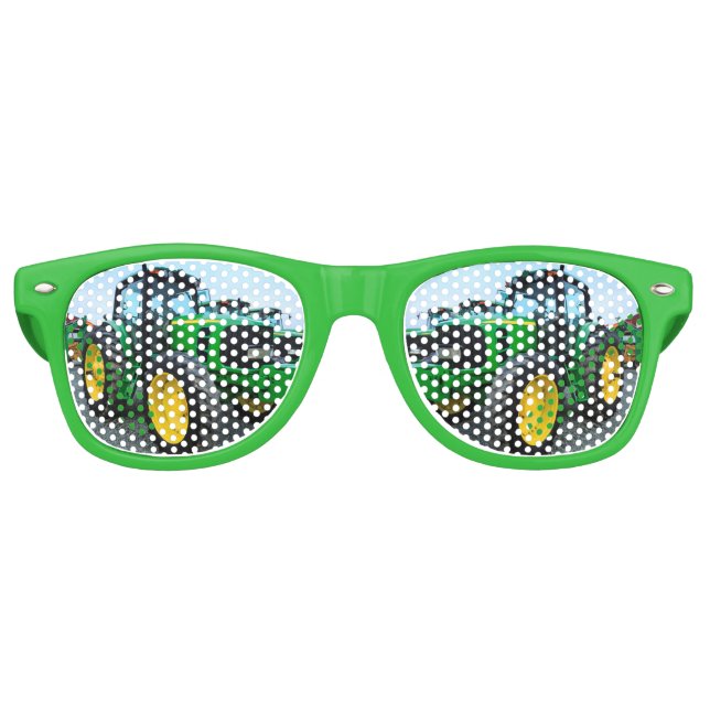 Gafas De Fiesta Retro Tractor verde (Anverso)