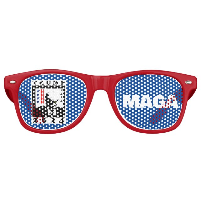 GAFAS DE FIESTA RETRO TRUMP 2024 RWB (Anverso)