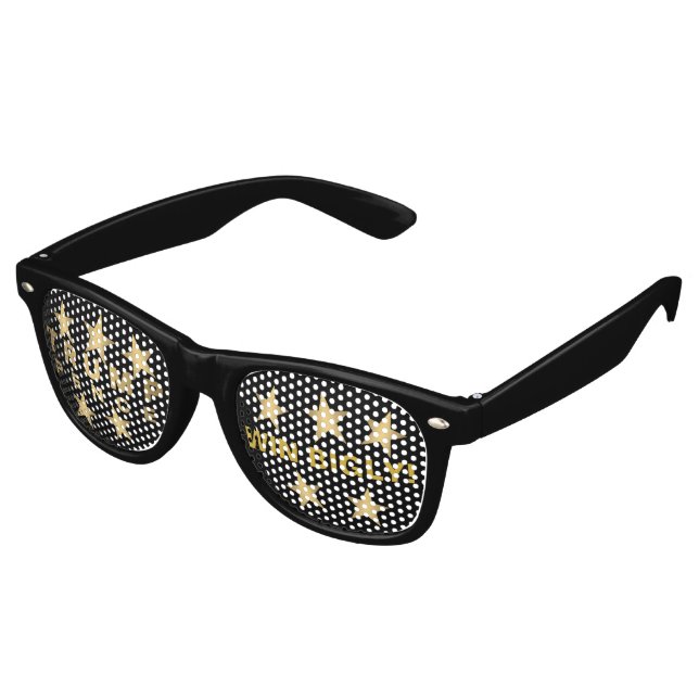 Gafas De Fiesta Retro Trump Pence Gold Tone gana Bigly Gold Stars Divers (Ángulo)