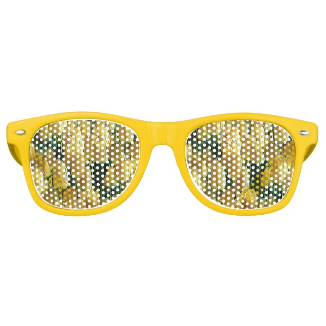 Gafas De Fiesta Retro Tulipanes amarillos brillantes (Anverso)