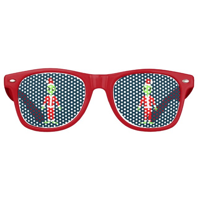 Gafas De Fiesta Retro UFO Ho Ho Padre Navidad alienígena (Anverso)