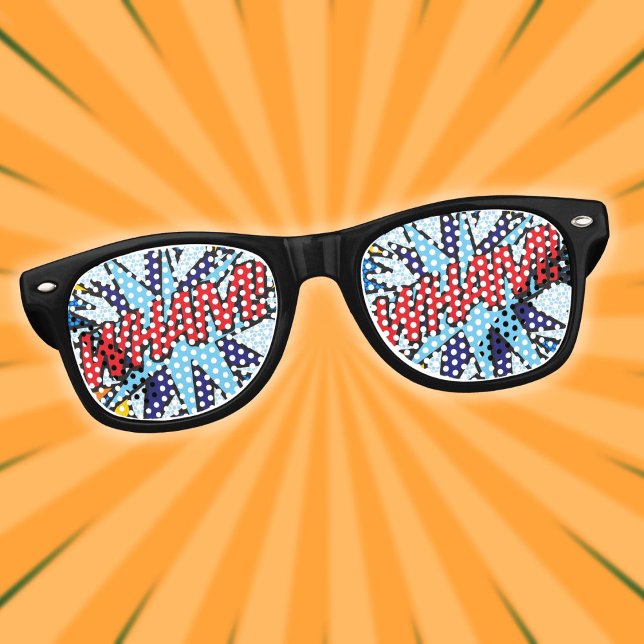 Gafas De Fiesta Retro Un divertido libro de historietas moderno WHAM (Fun Modern Comic Book WHAM Retro Sunglasses)