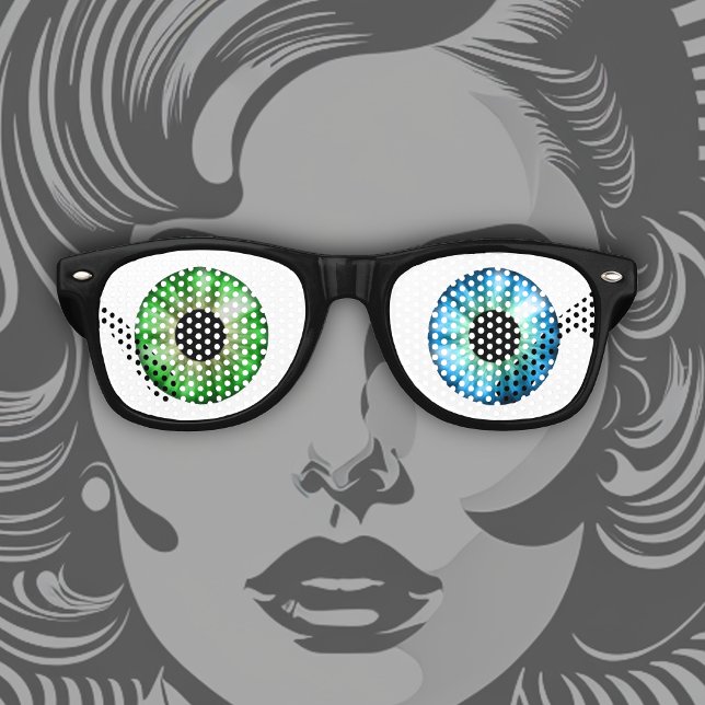 Gafas De Fiesta Retro ¡Un ojo azul y un ojo verde! (Subido por el creador)