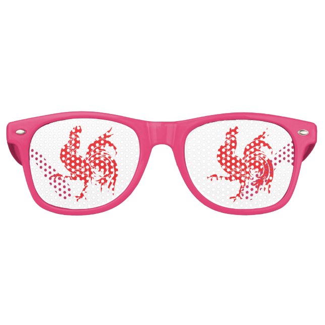 Gafas De Fiesta Retro Un Rooster Rojo (Anverso)