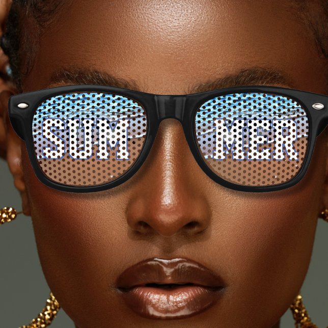 Gafas De Fiesta Retro Vacaciones en la playa de verano (summer beach sand and waves retro sunglasses)