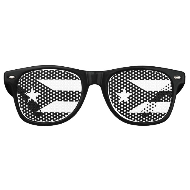 Gafas De Fiesta Retro Vertical Black flag of Puerto Rico (Anverso)