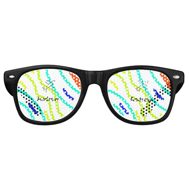 Gafas De Fiesta Retro Viaje simple mínimo en avión añadir su nombre play (Anverso)