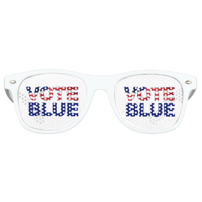 Gafas De Fiesta Retro VOTE Bandera Azul Estadounidense Demócrata (Anverso)