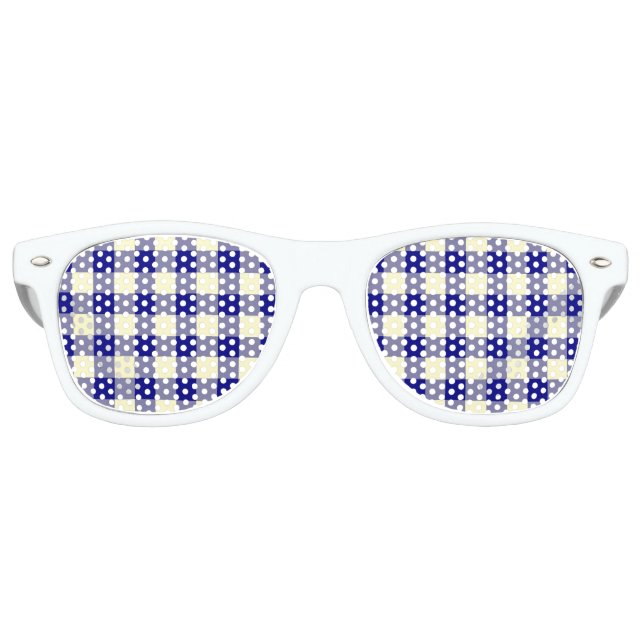 Gafas De Fiesta Retro Yellow Blue Plaid Seamless Pattern (Anverso)